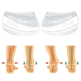 Skyfoot 2 Layers Adjustable Heel Wedge Inserts for Supination & Pronation Correction, Adhesive Medial & Lateral Heel Insoles for Bow Legs, Knee Pain, Foot Alignment (L: W 7-11 | M 7-10, Crystal)