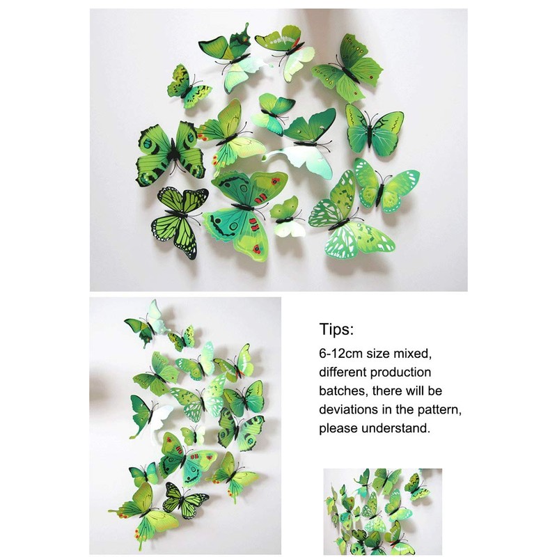Shiwaki 24pcs 3D Simulation 3D Butterfly Magnetic Wall Sticker Decoration