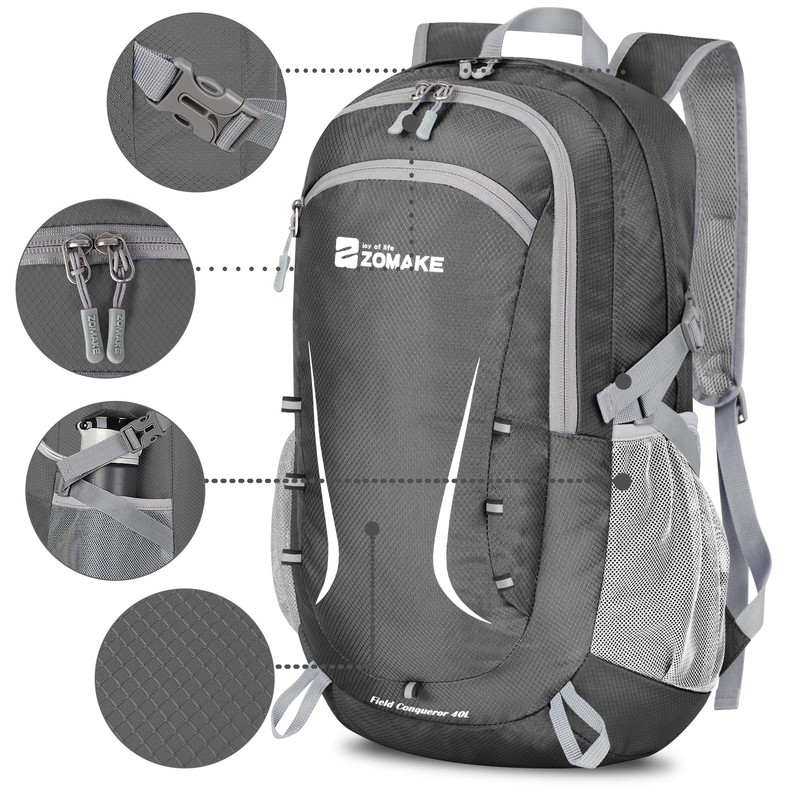 ZOMAKE 40L Foldable Backpack Lightweight Rucksack,Packable Small Backpacks Water Resistant