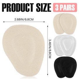 LNQ LUNIQI 3 Pairs of Forefoot Non-Slip Stickers High Heels Non-Slip Insoles Gel Pads Forefoot Pads Bunion Pad Surface Velour Insoles (Black Apricot Transparent)