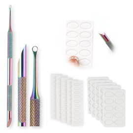 Cuticle Pusher Stainless Steel Double Ended Cuticle Remover Cuticle Pusher with 100 Pieces Sanding Paper Nail File for Manicure and Pedicure Nail Art