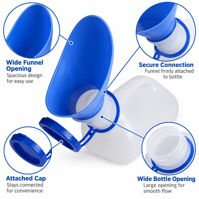 Portable Urinal Bottle for Women – 1000mL Travel Urine Container
