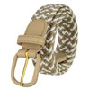 Belts.com Leather Covered Buckle Woven Elastic Stretch Belt, Beige/white, (5XL(56"-60")