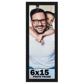 CountryArtHouse 6x15 Frame Black Solid Pine Wood Picture Frame Includes UV Acrylic Plexiglass, Acid Free Foam Backing Board and Hanging Hardware