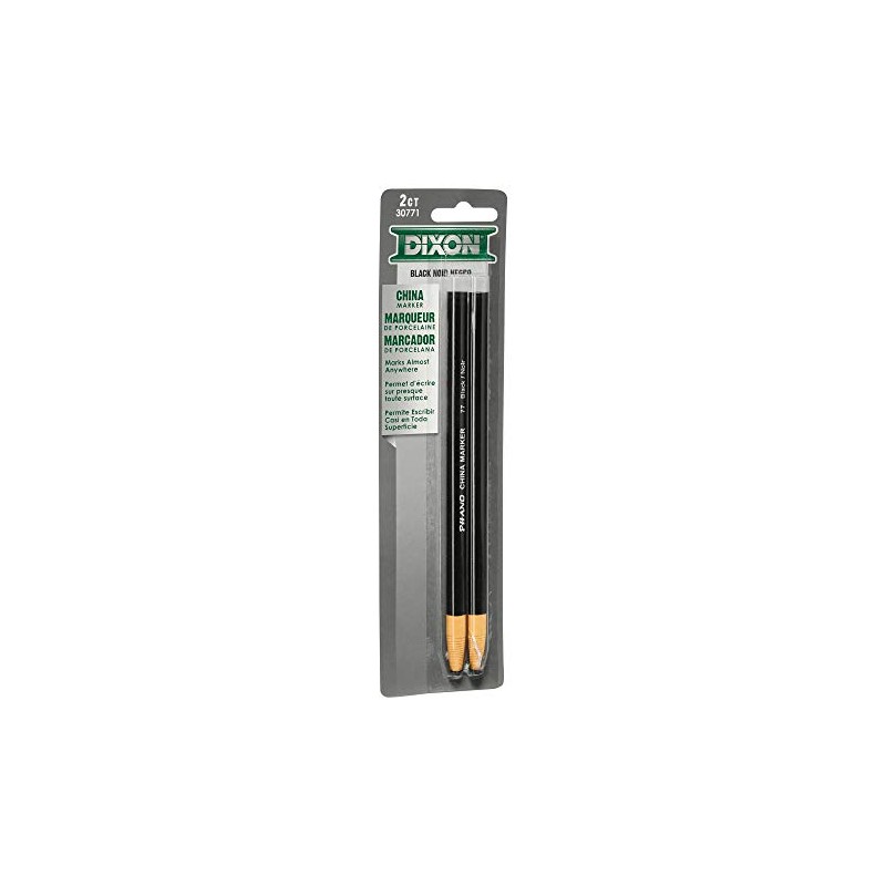 DIXON Industrial Phano Peel-Off China Markers Pencils, Black, 2-Pack (30771)