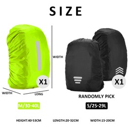 BEIIEB 2 Pack Reflective Backpack Covers, Elastic Rain Cover with Reflective Strips, School Bag Rain Cover, Suitable for Outdoor Camping and Hiking.(Black, Fluorescent Green)