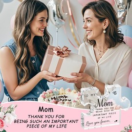 Emibele Gifts for Mom, Mom Birthday Gifts, Engraved Acrylic Block Puzzle Piece Plaque Decorations for Countertop, Mom Gifts from Daughter Son, Thoughtful Christmas Mother's Day Birthday Gifts for Mom