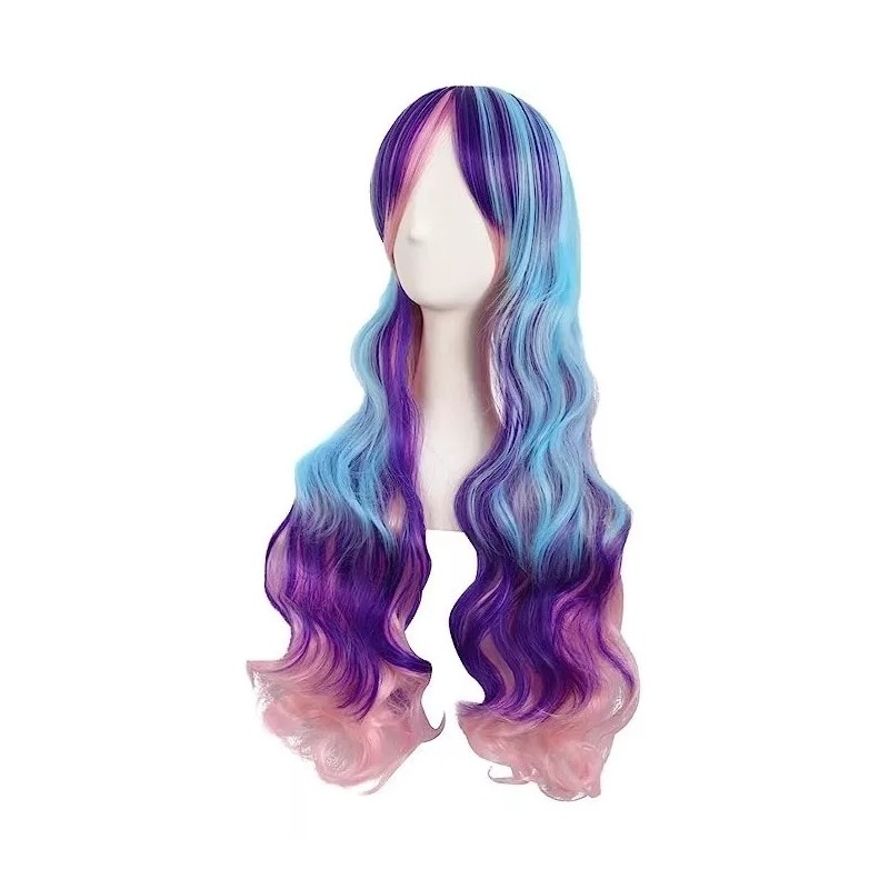 Mapofbeauty Peluca Multicolor Ondulada 100 % Fibra De Kanekalon 70
