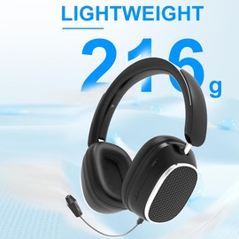 IHAO Premium Wireless Bluetooth 5.3 Over-Ear Headset with Active Noise Cancellation Foldable Rotatable Design Lightweight Comfort Dual Device Connectivity and Detachable Gaming Mic-M12 Black