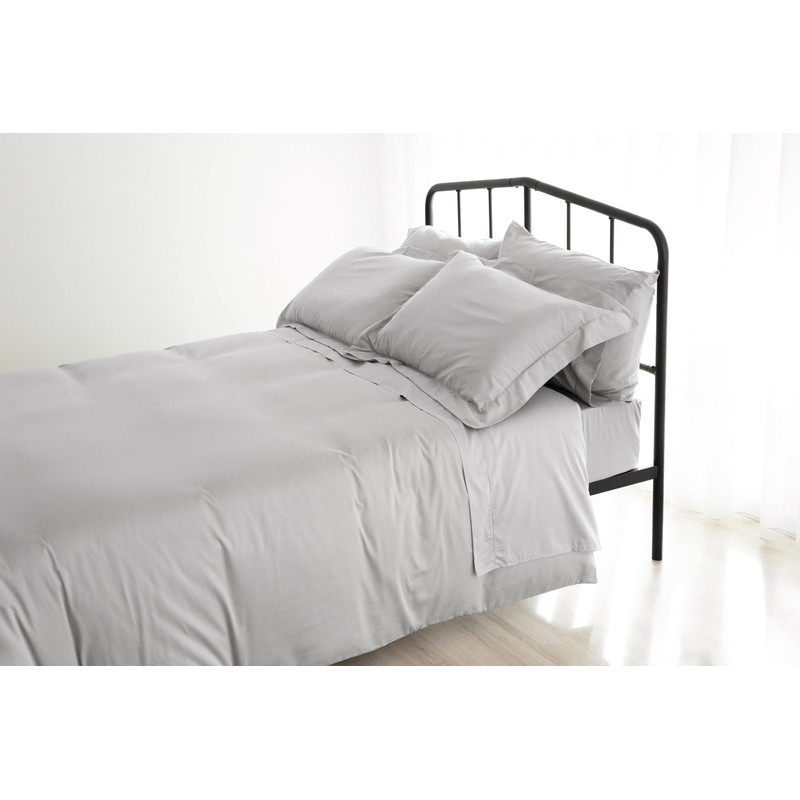 Fantasy Sateen Ice Grey Fitted Sheet 135 x 200 cm