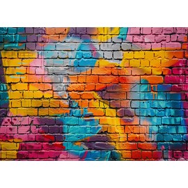 LTLYH 7x5ft Colorful Graffiti Brick Wall Backdrop for Photography – Urban Street Art Background Banner for Hip Hop Party, Birthday, Music Video, Studio Photo Booth Decoration 304