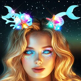 Yean Starfish Hair Clips Light Up Mermaid Hair Barrettes Clip Beach Seashell Hair Accessories for Women and Girls