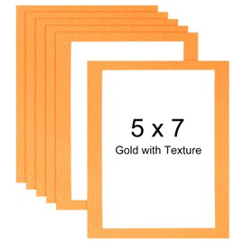 sourcing map 5 x 7 Cardboard Picture Frame, 6pcs Gold with Texture Photo Wall Display Paper Frame with Clear Film for Children's Drawing Artwork Display Gallery Wall Frame Exhibition