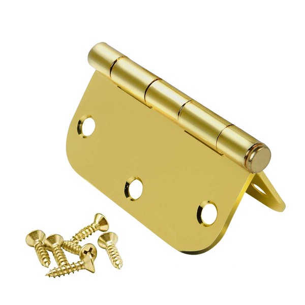 (Pack of 30) 3.5" x 3.5" Door Hinges with 5/8" Radius Corners Polished Brass