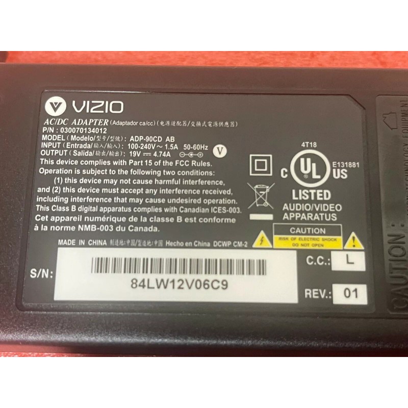 Vizio LED LCD TV E320VP M261VP ADP-90CD AB 030070134012 AC