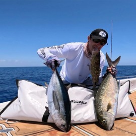 Buffalo Gear Insulated Fish Cooler Bag 48x18 Inch, Portable Fish Kill Bag Keep Ice-cold More Than 24 Hours, White