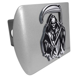 Elektroplate Metalhead Grim Reaper All Metal Brushed Chrome Hitch Cover for Trucks and SUVs | Fits Standard 2" Trailer Hitch Receivers | Premium Weatherproof