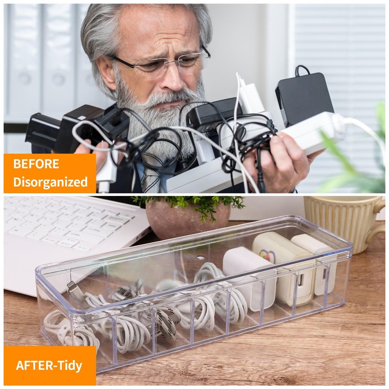 3 Pack Cable Storage Box Cable Tidy Box with 30