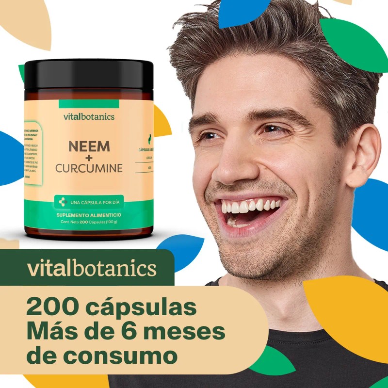 Suplemento en cápsulas VitalBotanics Suplemento Alimenticio Cúrcuma/Neem de 200 un