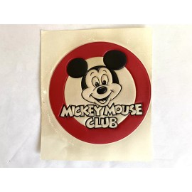 Vintage MICKEY MOUSE CLUB 5.5” Round Vinyl Appliqué Beige+Red Patch New MMC NOS