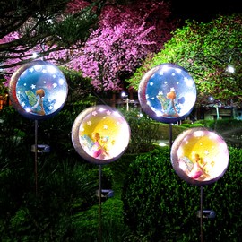 Asense 4 Pack Decorative Angel Garden Stakes Solar Powered Landscape Path Lights for Garden Yard Patio Decorations Birthday Memorial Gift