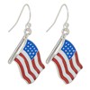 Patriotic American Flag Dangling Fish Hook Earrings