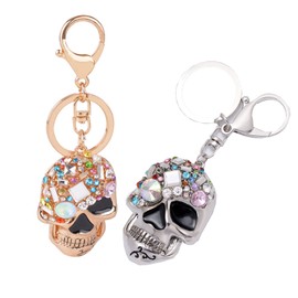 Skull Keyring, Creative Rhinestone Skull Keyring, Fashion Women's Bag Ornaments, Apply Car Key Ring Charm, a