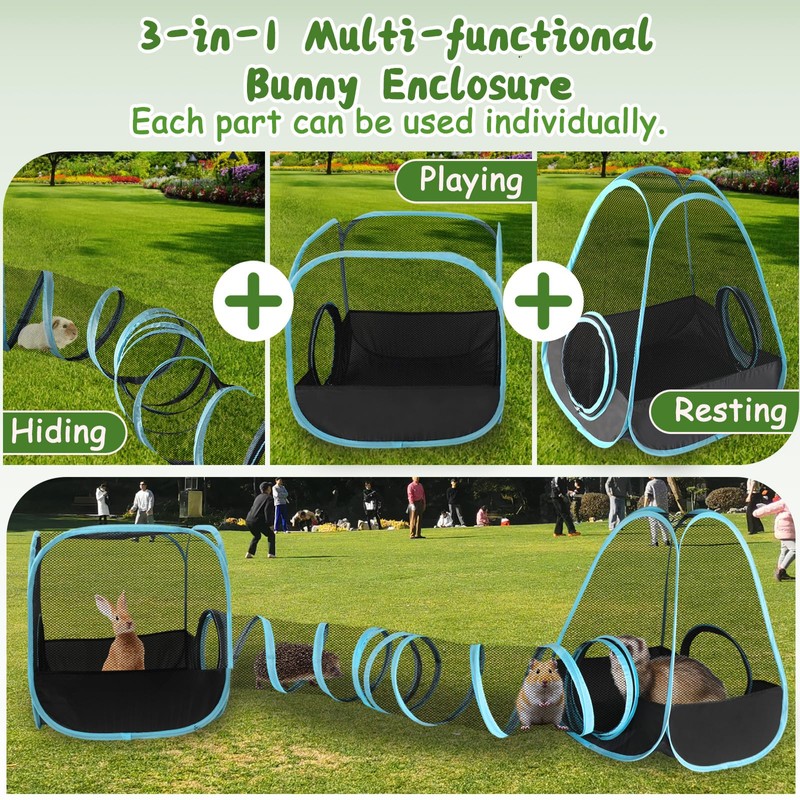 YUEPET Outdoor Visual Rabbit Tunnel Toys Pop up Bunny Enclosure