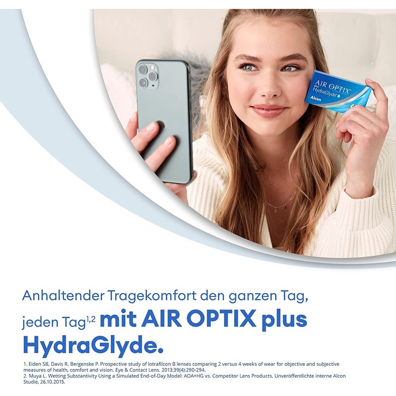 Air Optix plus HydraGlyde Monatslinsen weich, 6 Stück, BC 8.6