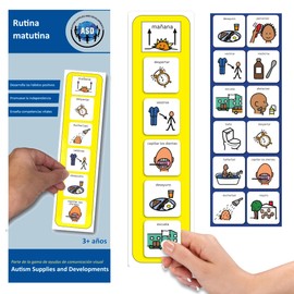 Autism Supplies and Developments Rutina Matutina - Panel Rutinas Mañana Tranquila y sin Estrés - Juguetes Autismo - CAA - Regalos Niños - 12 Pictogramas Rutinas Niños (Español)