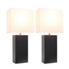 Elegant Designs LC2000-BWN-2PK Modern Leather Table Lamps with White Fabric