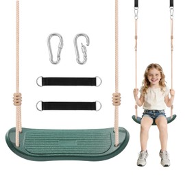 Fionrziy Weatherproof Kids Swing Seat,264lbs Heavy Duty Tree Swing with Ergonomic Design, Includes Hanging Straps & Carabiners for Tree or Swing Set, Outdoor Playground & Backyard Replacement - Green