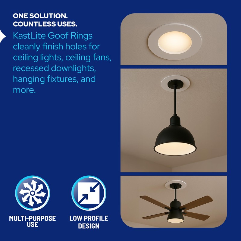 KastLite 3-Pack Custom Size White Goof Rings | Recessed Light