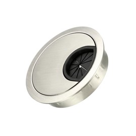 METALLIXITY Cable Cord Grommet (53mm/2.1") 1Pcs, Zinc Alloy Round Cable Hole Cover Wire Organizer - for Home Desk Cable Wire Management, Brush Silver