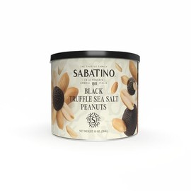 Sabatino Black Truffle Sea Salt Peanuts – Gourmet Roasted Peanuts with Black Truffle & Sea Salt, Premium Snack, Keto-Friendly, 10 oz