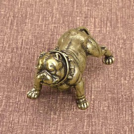 ALHBEJT 1Pcs French Bulldog Statue Vintage Solid Brass Miniature Bulldog Desk Ornament for Pet Enthusiasts Decorative Dog Sculpture for Garden or Home Office Décor