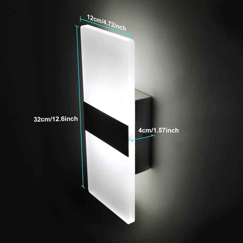 Lightess Modern Wall Sconce Dimmable 12W, Up Down Wall Lights