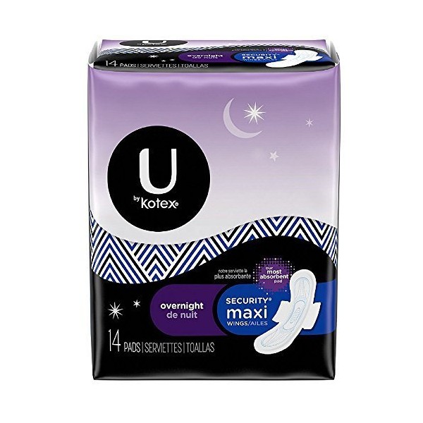 U by Kotex Security Maxi Pads, Overnight 14 ea (Pack of 4)