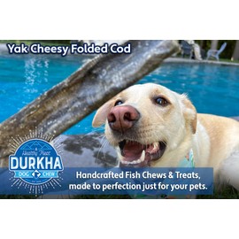 Durkha Fold Cod Dog Treats – All-Natural Fish Treats, High in Omega-3, Infused with Himalayan Yak Cheese, Ideal for Sensitive Stomachs - 2 Pack