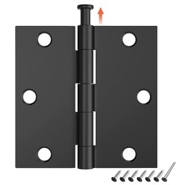 3 Pack Door Hinges 3.5 Inch with Square Corner, Matte Black Interior Door Hinge for Bedroom, Bathroom, Cabinet, and More