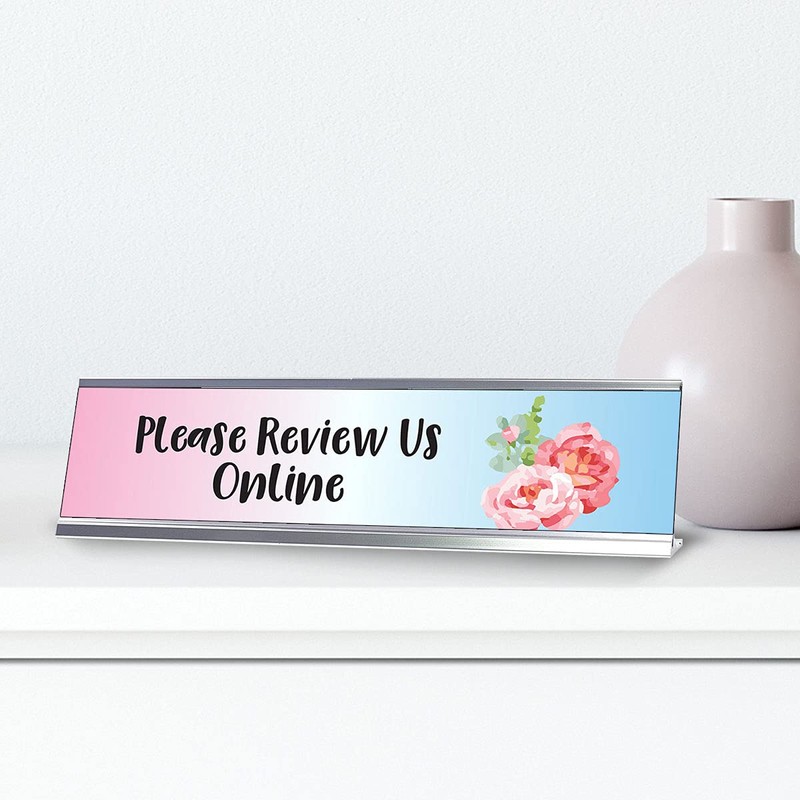Please Review Us Online, Floral Designer Desk Sign (2 x