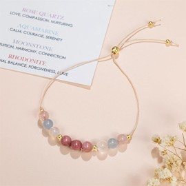 KONPJE Pregnancy Bracelet for Women Healthy Pregnanancy Gifts Hope Bracelet Moonstone Amethyst Bracelet Spiritual Bracelet First Time Mom Gifts (Colorful)