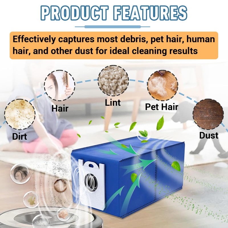 6 Pack 4.6L High-Capacity Reusable Dust Bags Compatible with Bobsweep