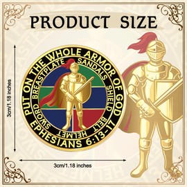 Therwen 32 Pcs Put on the Whole Armor Lapel Pin 1.18 Inch Men's and Women's Brooches and Pins Gold Religious Tie Pins