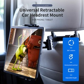 DolDer Car Tablet Holder, Car 360° Rotatable Extendable Foldable Adjustable Headrest Mount for 4.7 - 12.9 Inch Devices such as Smartphone, Tab, E-Reader etc. (Black)