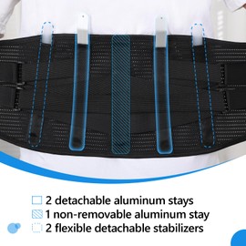 Solmyr Back Brace for Lower Back Pain – Adjustable Lumbar Support Belt with Removable Pad, 5 Reinforced Stays, Breathable Support for Sciatica, Herniated Disc, Scoliosis – Men & Women - S/M