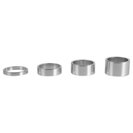 Bike Headset Spacer Aluminum Alloy Stem Spacers Fork Washer 4Pcs/Set 5mm/10mm/15mm/20mm (Silvery)