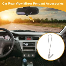 ACROPIX 1 Pc Metal Faux Crystal Letter V with Rhinestones Car Rear View Mirror Pendant Accessories Car Hanging Ornament Multicolor
