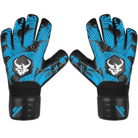 Soccer Goalkeeper Gloves Extreme Strong Control and Grip with Finger Protection High Performance Pro-Level Goalie Glove Anti-Slip Latex Palm Breathable comfortable for Kids Youth Adult (Blue, 5)