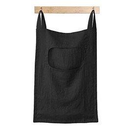 Amazhiyu Pure Linen Door Hanging Laundry Hamper Bag Saving Space, 19x27 Inches Black